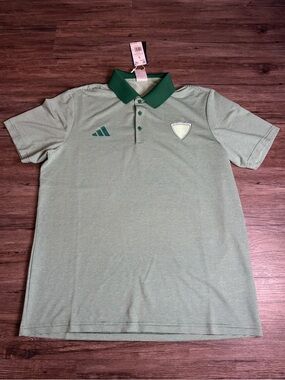 adidas University of Miami Striped Green Polo NWT Men’s Size L